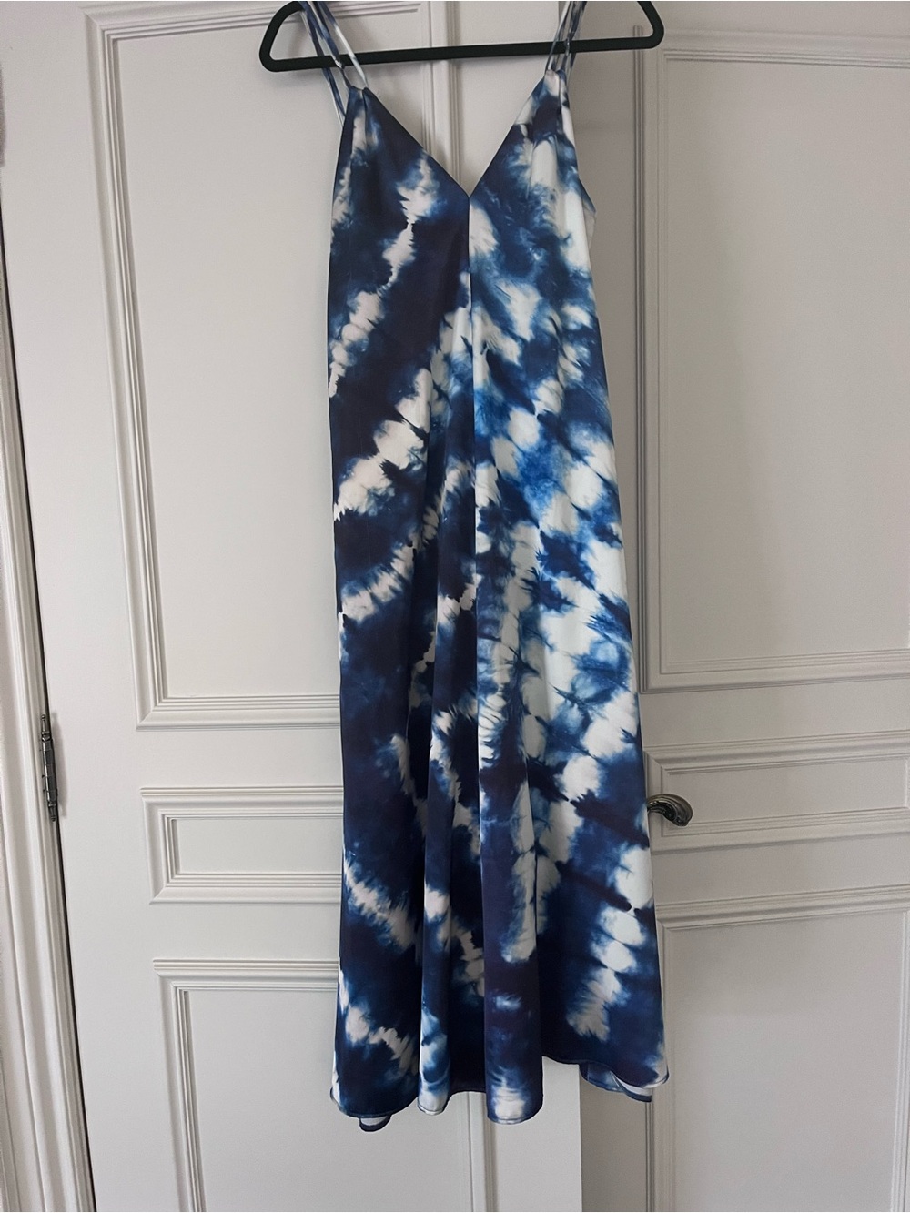Zara Blue and White Tie-Dye Maxi Slip Skirt